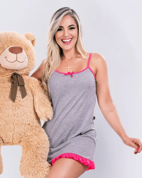 CAMISOLA ALCINHA PV BABADO ESTAMPADO TAM M